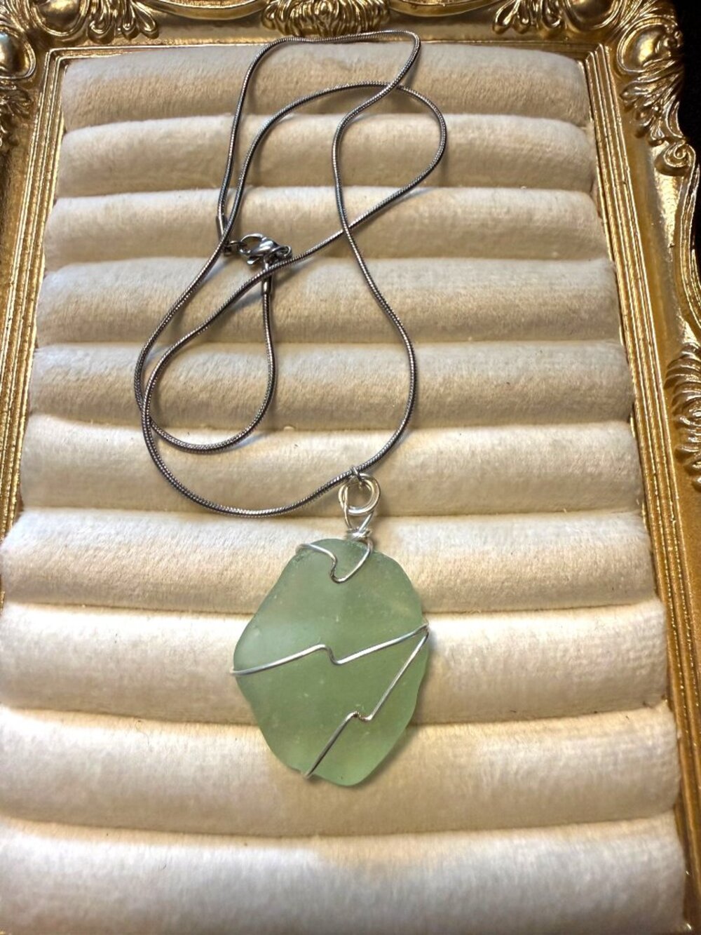 Seafoam Shores โ Uncommon Puerto Rico Sea Glass Wire-Wrapped Necklace